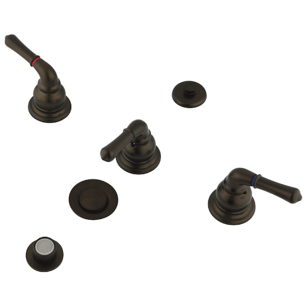 Bidet Faucet W/Lever, Handles And Brass Pop-Up, Oil Rubbed Bronze